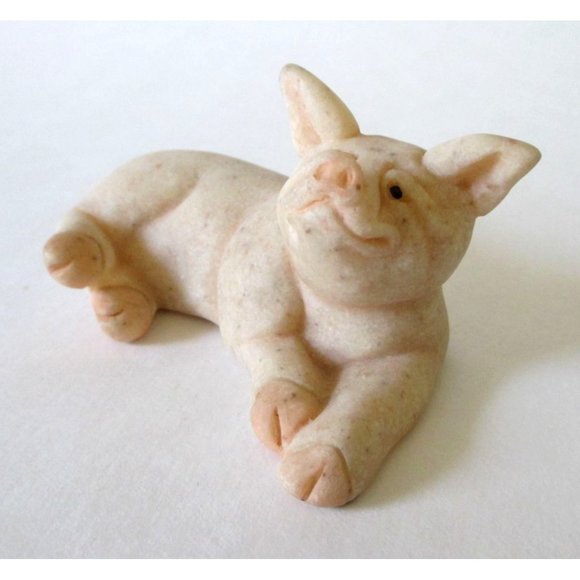 Quarry Critters Patch Pig Piggy Figurine  - Vintage 2000 Farm Farmhouse Decor - Picture 3 of 6